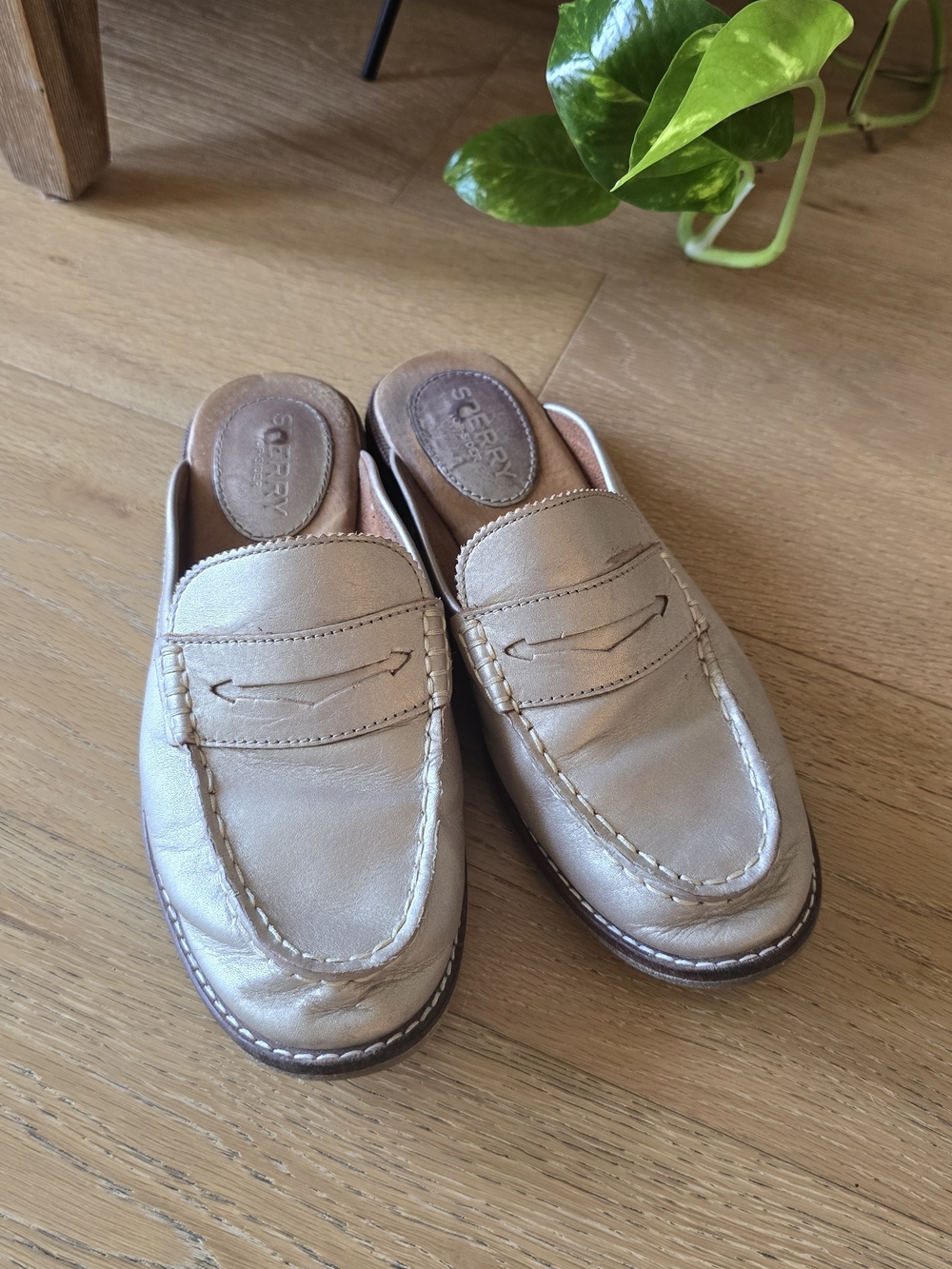 Sperry Soft Metallic Beige Slip-On Women’s Loafers
